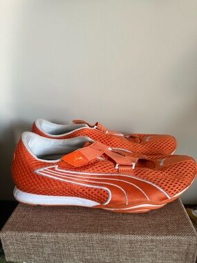 Puma Orange Mesh Athletic Slip-On Sneakers